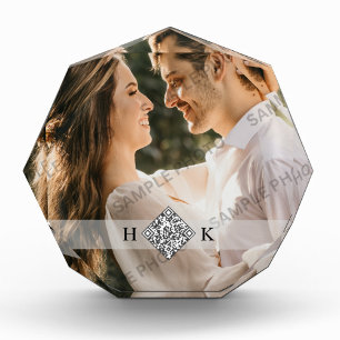 Hochzeitsportrait Monogram QR Code Fotoblock