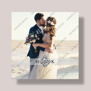 Hochzeitsportrait   Monogram QR Code Fotoplatte