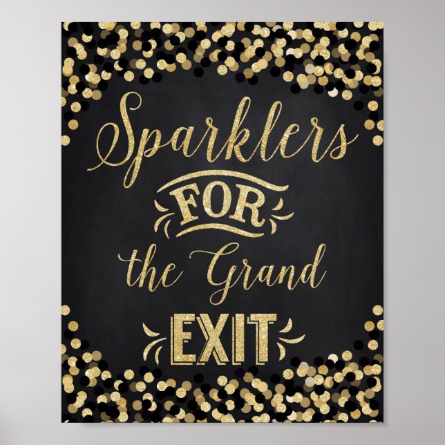 Hochzeitsposter Schwarzes Gold - Sparklers Poster (Vorne)