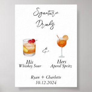Hochzeitsposter - Seine und Ihre Signatur-Cocktail Poster
