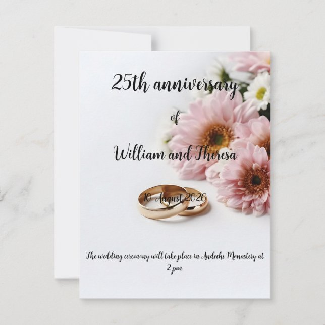 Hochzeitspostkarte Einladung (Vorderseite)