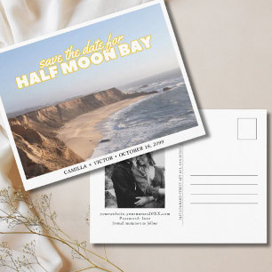 Hochzeitspostkarte Half Moon Bay Save-the-Date Postkarte