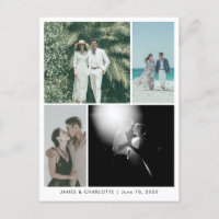 Hochzeitspostkarten-Gästebuch individuell 4-Foto-V