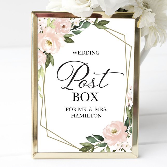 Hochzeitspostkasten-Schild - Blush Floral Geometri Poster (Von Creator hochgeladen)