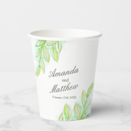 Hochzeitspringgrün Blätter individuelle Name Pappbecher