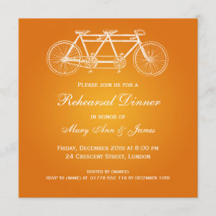 Hochzeitsprobe Abendessen Tandem Fahrrad Orange Einladung