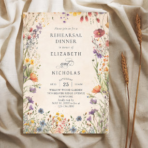 Hochzeitsprobe-Dinner-Einladung mit Vintage-Wildbl Einladung