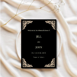 Hochzeitsprobe-Dinner-Einladung Schwarz und Gold Einladung
