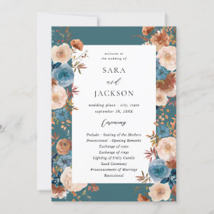 Hochzeitsprogramm "Beige & Dusty Blue Floral" - Aq Einladung