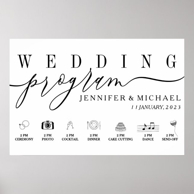 Hochzeitsprogramm Benutzerdefinierte Icons Zeitach Poster (Vorne)