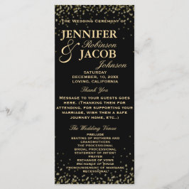 Hochzeitsprogramm | Black and Gold Confetti Programm
