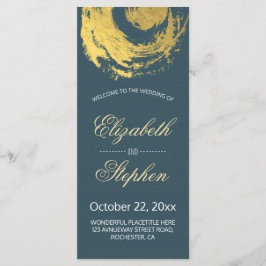 Hochzeitsprogramm Blaue goldene Foil-Zirkus-Pinsel Programm