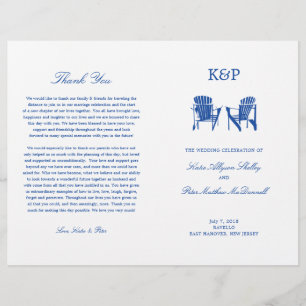 Hochzeitsprogramm   Blue Adirondack Beach Stühle