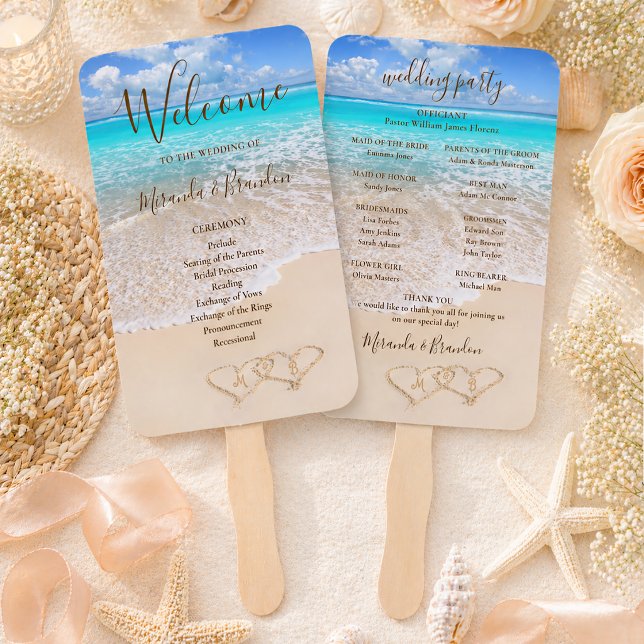 Hochzeitsprogramm "Blue Ocean Waves Tropical Beach Fächer (Von Creator hochgeladen)