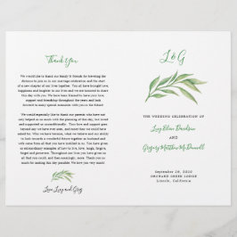 Hochzeitsprogramm | Botanische Blätter für Wasserf