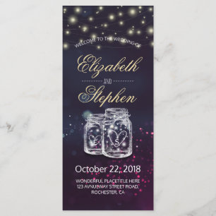 Hochzeitsprogramm Chic Mason Jar Lila String Light Programm