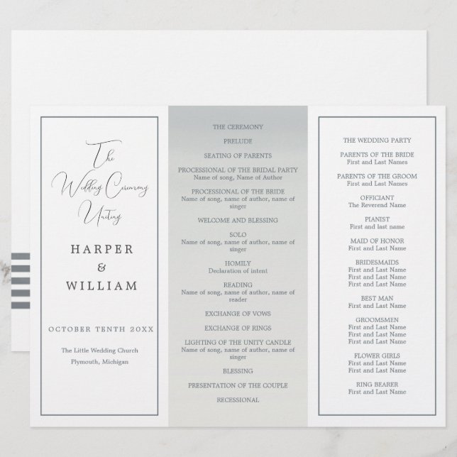 Hochzeitsprogramm "Coastal Tri-Fold" (Vorne/Hinten)