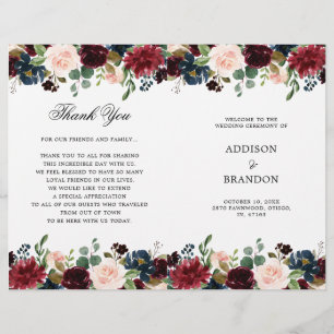 Hochzeitsprogramm der Burgundy Navy