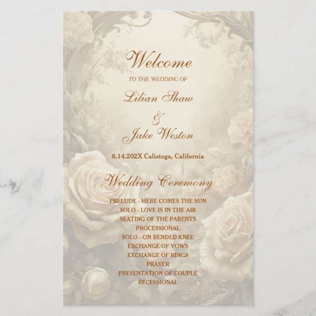 Hochzeitsprogramm der Lovely Rose (Vorderseite)