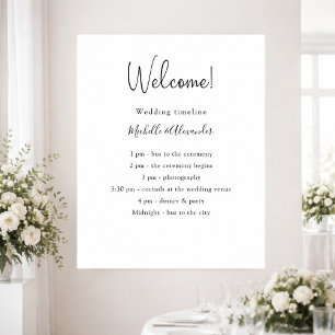 Hochzeitsprogramm Details in Schwarz-Weiß Poster