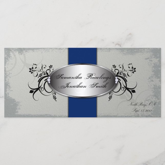 Hochzeitsprogramm Elegant Gray Royal Vintag Floral Programm (Vorderseite)