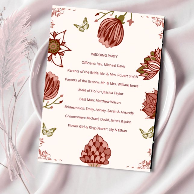 Hochzeitsprogramm Elegante Botanische Party-Karte (Von Creator hochgeladen)