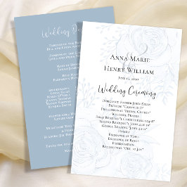 Hochzeitsprogramm Elegantes Blue Floral Script