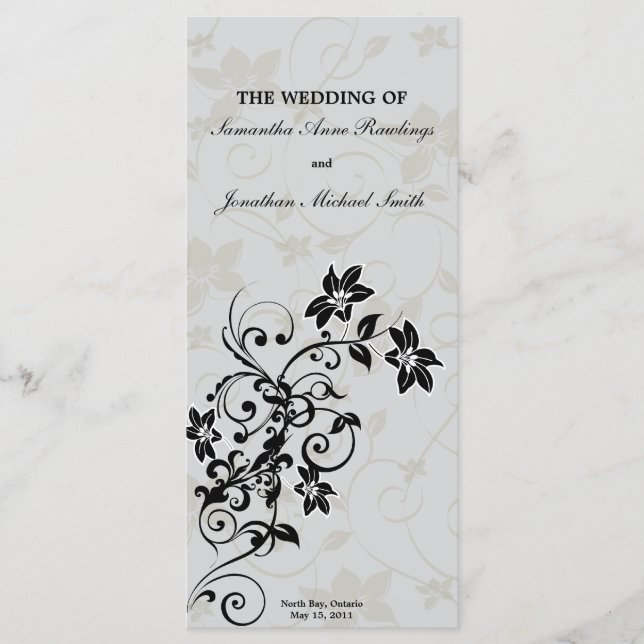 Hochzeitsprogramm - Elegantes Silver Floral Programm (Vorderseite)