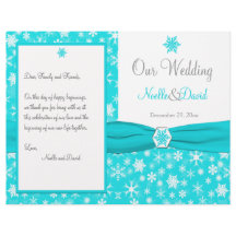 Hochzeitsprogramm für Aqua, White, Gray Snowflakes