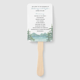 Hochzeitsprogramm für Bergsee-Thema Fächer