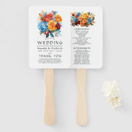 Hochzeitsprogramm für Blau, Orange, Gelb und Rot Fächer