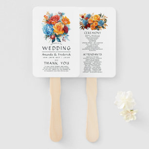 Hochzeitsprogramm für Blau, Orange, Gelb und Rot Fächer