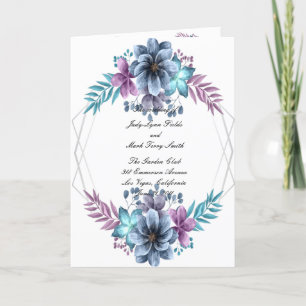 Hochzeitsprogramm für blaue und Lila Wasserfarben Feiertagskarte