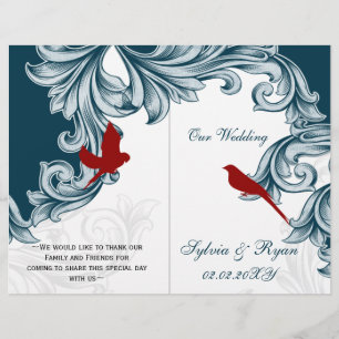 Hochzeitsprogramm für blaue und rote Liebhaber