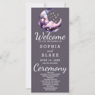 Hochzeitsprogramm für Blauen und Lila Halbmond