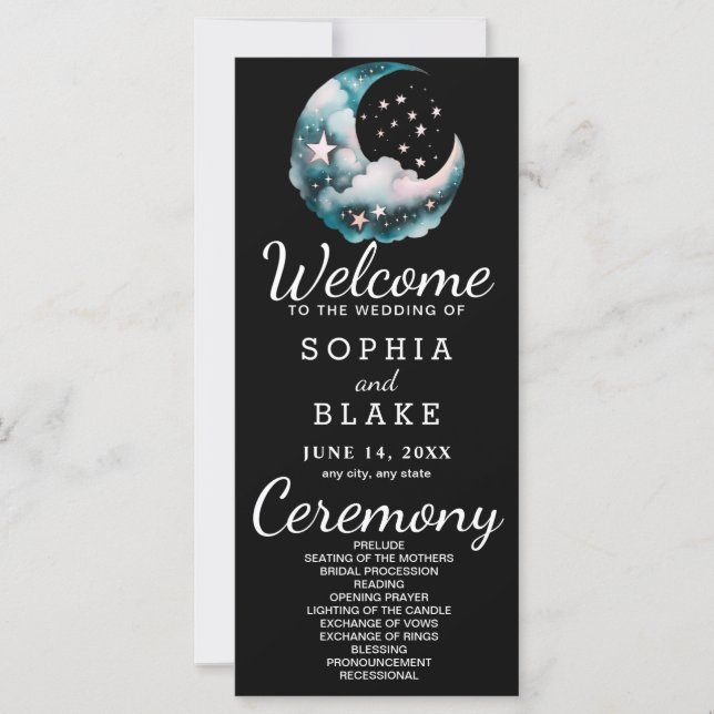 Hochzeitsprogramm für Blauen und Schwarzen Halbmon (Vorderseite)