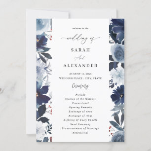 Hochzeitsprogramm für Blauer und Marineblau Einladung
