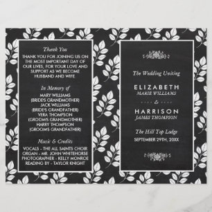 Hochzeitsprogramm für Blumenblätter in Chalkboard