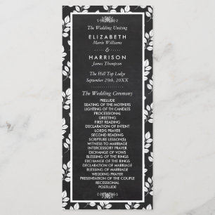 Hochzeitsprogramm für Blumenblätter in Chalkboard Programm