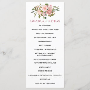 Hochzeitsprogramm für Blumenblüten und Rose Programm