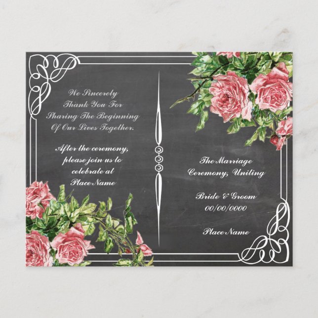 Hochzeitsprogramm für Blumenkalkplatten (Vorderseite)