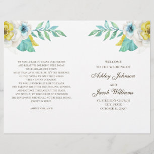 Hochzeitsprogramm für Blütenblumen und Gelb gefalt