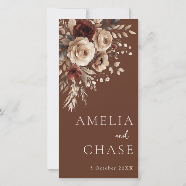 Hochzeitsprogramm für Bohemische Blume Terracotta (Vorderseite)