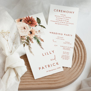 Hochzeitsprogramm für Bohemische Terracotta-Flora