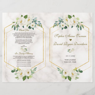 Hochzeitsprogramm für Burgund-Navy-Gold-Rahmen