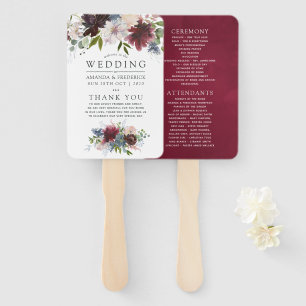 Hochzeitsprogramm für Burgund und Marinefelder Fächer