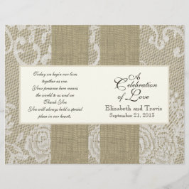 Hochzeitsprogramm für Burlap und Lace