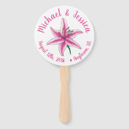 Hochzeitsprogramm für das Party "Pink Lily Flower Fächer