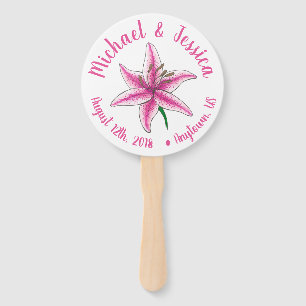 Hochzeitsprogramm für das Party "Pink Lily Flower Fächer