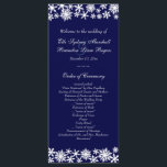 Hochzeitsprogramm für den Winter der Marine<br><div class="desc">Delikate Schneeflocken auf dunkelblauem Hintergrund schmücken dieses Winterhochzeitprogramm. Wenn Sie zusätzliche Artikel in dieser Sammlung benötigen,  kontaktieren Sie uns einfach unter prettyfancyinvites@gmail.com mit Ihrer Anfrage.</div>
